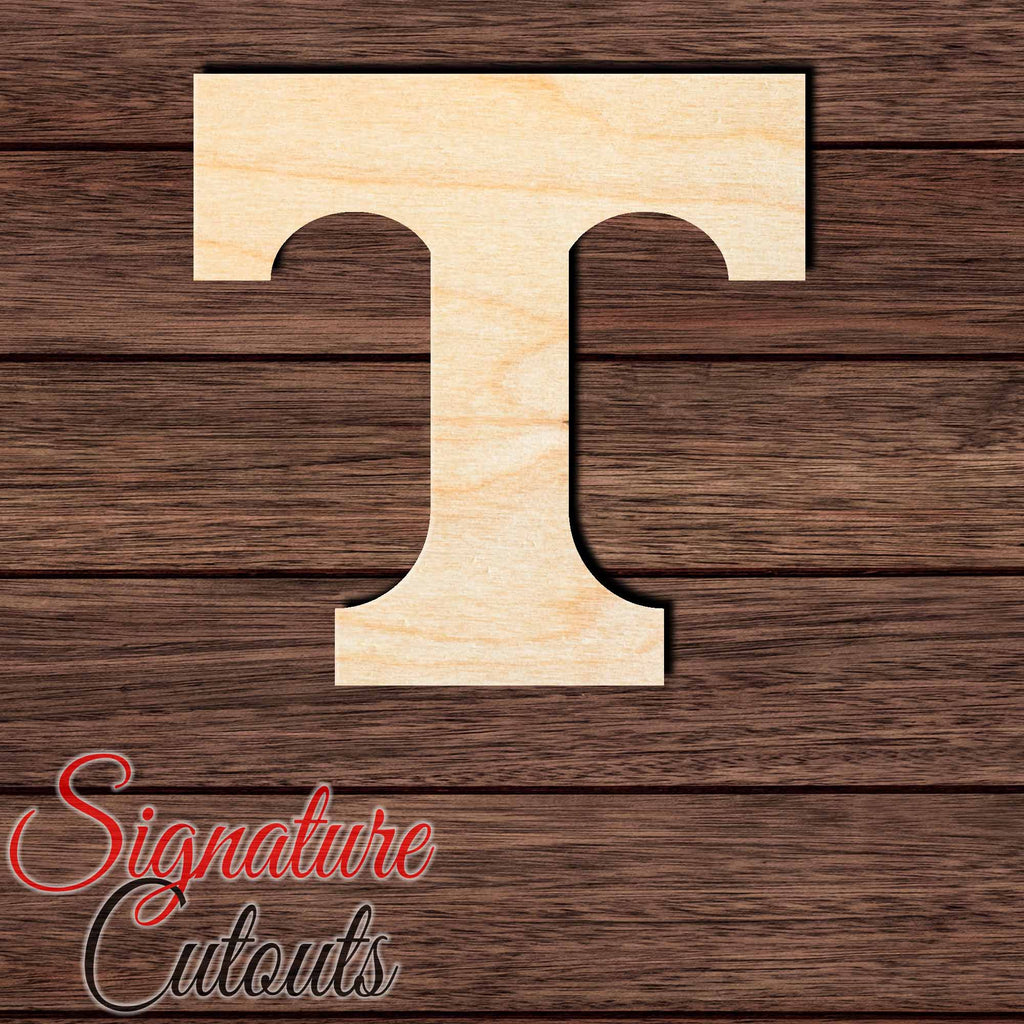 Tenn Volun T Shape Cutout in Wood, Acrylic or Acrylic Mirror Craft Shapes & Bases Signature Cutouts