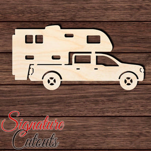 Truck with Camper 001 Shape Cutout in Wood, Acrylic or Acrylic Mirror Craft Shapes & Bases Signature Cutouts