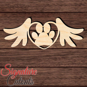 Wings with Dog Paw 001 Shape Cutout in Wood Craft Shapes & Bases Signature Cutouts