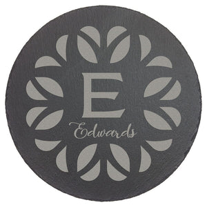 11-3/4" Round Slate Decor w/Foam Pads, Laser Engraved Signature Custom Works 