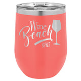 12 oz. Stemless Stainless Steel Wine Tumbler Signature Cutouts Coral 