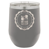 12 oz. Stemless Stainless Steel Wine Tumbler Signature Cutouts Dark Gray 