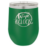 12 oz. Stemless Stainless Steel Wine Tumbler Signature Cutouts Green 