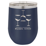 12 oz. Stemless Stainless Steel Wine Tumbler Signature Cutouts Navy 