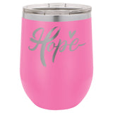 12 oz. Stemless Stainless Steel Wine Tumbler Signature Cutouts Pink 