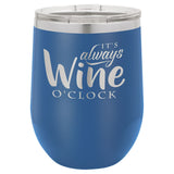 12 oz. Stemless Stainless Steel Wine Tumbler Signature Cutouts Royal Blue 