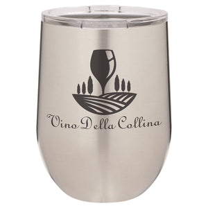 12 oz. Stemless Stainless Steel Wine Tumbler Signature Cutouts Stainless Steel 