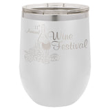 12 oz. Stemless Stainless Steel Wine Tumbler Signature Cutouts White 