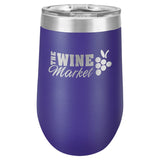16 oz. Stemless Stainless Steel Wine Tumbler Signature Cutouts Purple 