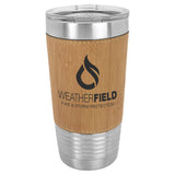 20 oz Laserable Leatherette Travel Tumbler Signature Cutouts Bamboo/Black 