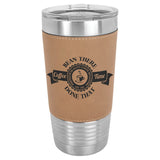 20 oz Laserable Leatherette Travel Tumbler Signature Cutouts Light Brown 