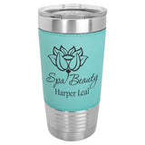 20 oz Laserable Leatherette Travel Tumbler Signature Cutouts Teal 