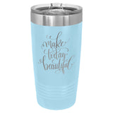 20 oz. Stainless Steel Ringneck Travel Mugs w/Slider Lid Signature Cutouts Light Blue 