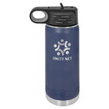 20 oz. Stainless Steel Water Bottle Tumbler with Flip Top Lid Signature Cutouts Navy 