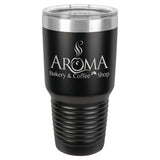 30 oz. Double Insulated Stainless Steel Tumbler Signature Cutouts Black with Silver Ring 