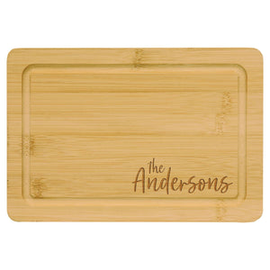 Bamboo Cutting Board w/Drip Ring, 9" x 6" - Includes Custom Engraving (#440) Signature Custom Works 