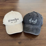 Custom Embroidered Hat, Grandpa Cap With Date, Dad Hat, Vintage Baseball Hat, Daddy Est Year Shirt, Gift For New Dad, Father's Day Gift Caps Signature Cutouts 