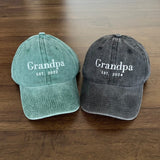 Custom Embroidered Hat, Grandpa Cap With Date, Dad Hat, Vintage Baseball Hat, Daddy Est Year Shirt, Gift For New Dad, Father's Day Gift Caps Signature Cutouts 