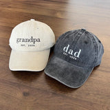 Custom Embroidered Hat, Grandpa Cap With Date, Dad Hat, Vintage Baseball Hat, Daddy Est Year Shirt, Gift For New Dad, Father's Day Gift Caps Signature Cutouts 