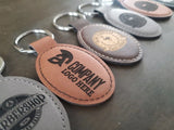 Custom Logo Leatherette Keychain, Engraved / Etched Keychain With Your Logo, Personalized keychain Signature Cutouts 