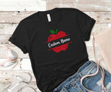 Custom Name Real Glitter Apple Teacher Design T-Shirt T-Shirt Signature Cutouts Black X-Small 