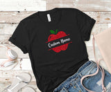 Custom Name Real Glitter Apple Teacher Design T-Shirt