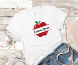 Custom Name Real Glitter Apple Teacher Design T-Shirt T-Shirt Signature Cutouts White X-Small 