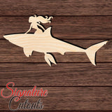 Mermaid riding Shark Shape Cutout in Wood Craft Shapes & Bases Signature Cutouts 