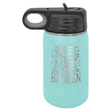 Polar Camel 12 oz. Stainless Steel Water Bottles Signature Cutouts Teal 