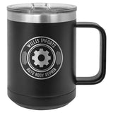 Polar Camel 15oz Stainless Steel Coffee Mug Signature Cutouts Black 