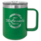 Polar Camel 15oz Stainless Steel Coffee Mug Signature Cutouts Green 