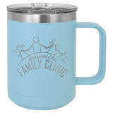 Polar Camel 15oz Stainless Steel Coffee Mug Signature Cutouts Light Blue 