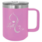 Polar Camel 15oz Stainless Steel Coffee Mug Signature Cutouts Light Purple 