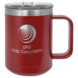 Polar Camel 15oz Stainless Steel Coffee Mug Signature Cutouts Maroon 