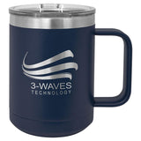 Polar Camel 15oz Stainless Steel Coffee Mug Signature Cutouts Navy Blue 