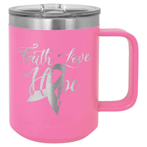 Polar Camel 15oz Stainless Steel Coffee Mug Signature Cutouts Pink 