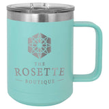 Polar Camel 15oz Stainless Steel Coffee Mug Signature Cutouts Teal 