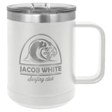 Polar Camel 15oz Stainless Steel Coffee Mug Signature Cutouts White 
