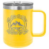 Polar Camel 15oz Stainless Steel Coffee Mug Signature Cutouts Yellow 