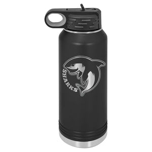 Polar Camel 32 oz. Stainless Steel Water Bottle Signature Cutouts Black 