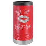 Polar Camel Stainless Steel Insulated Slim Beverage/Can Holder Signature Cutouts Red 