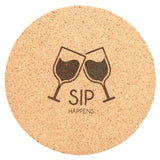 Round Drink Coaster, 4" Laserable Leatherette Coaster Signature Laser Engraving Cork (No Stitch) 