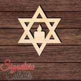 Star of David with candle Shape Cutout in Wood