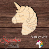 Unicorn Head 002 - Paint by Line Shape Cutout in Wood Craft Shapes & Bases Signature Cutouts 