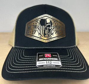 "We the People" Acrylic Patch Hat Signature Custom Works Black/Vegas Gold Hat with Gold/Black Acrylic Patch 