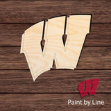 Wisconsin W State 002 Paint by Line with Shadow Shape Cutout