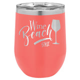 12 oz. Stemless Stainless Steel Wine Tumbler Signature Laser Engraving Coral 