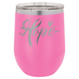 12 oz. Stemless Stainless Steel Wine Tumbler Signature Laser Engraving Pink 