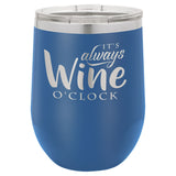 12 oz. Stemless Stainless Steel Wine Tumbler Signature Laser Engraving Royal Blue 
