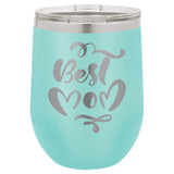 12 oz. Stemless Stainless Steel Wine Tumbler Signature Laser Engraving Teal 